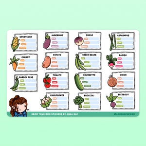 Cultivez vos propres autocollants de suivi - Feuille d'autocollants de jardin potager pour les agendas et les journaux intimes