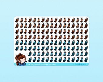 Inhalatorstickers - stickervel astma-tracking voor planners en tijdschriften