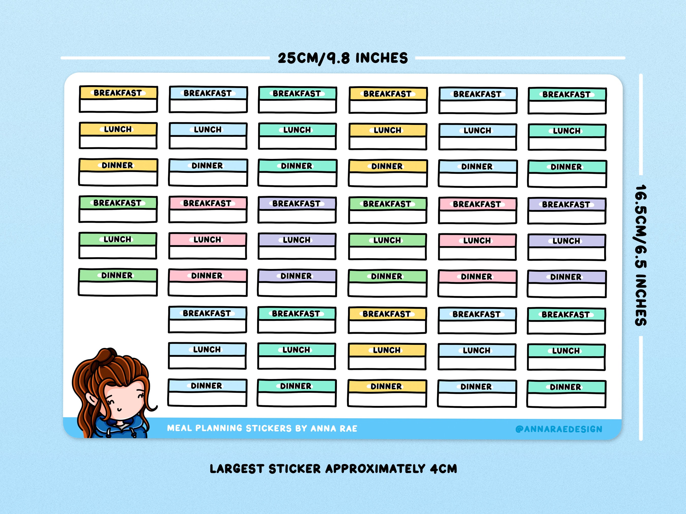 Daily Menu Stickers - Cute Meal Planning Sticker Sheets for Planners ...