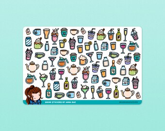 Drankstickers: schattig stickervel voor maaltijdplanning voor planners en tijdschriften