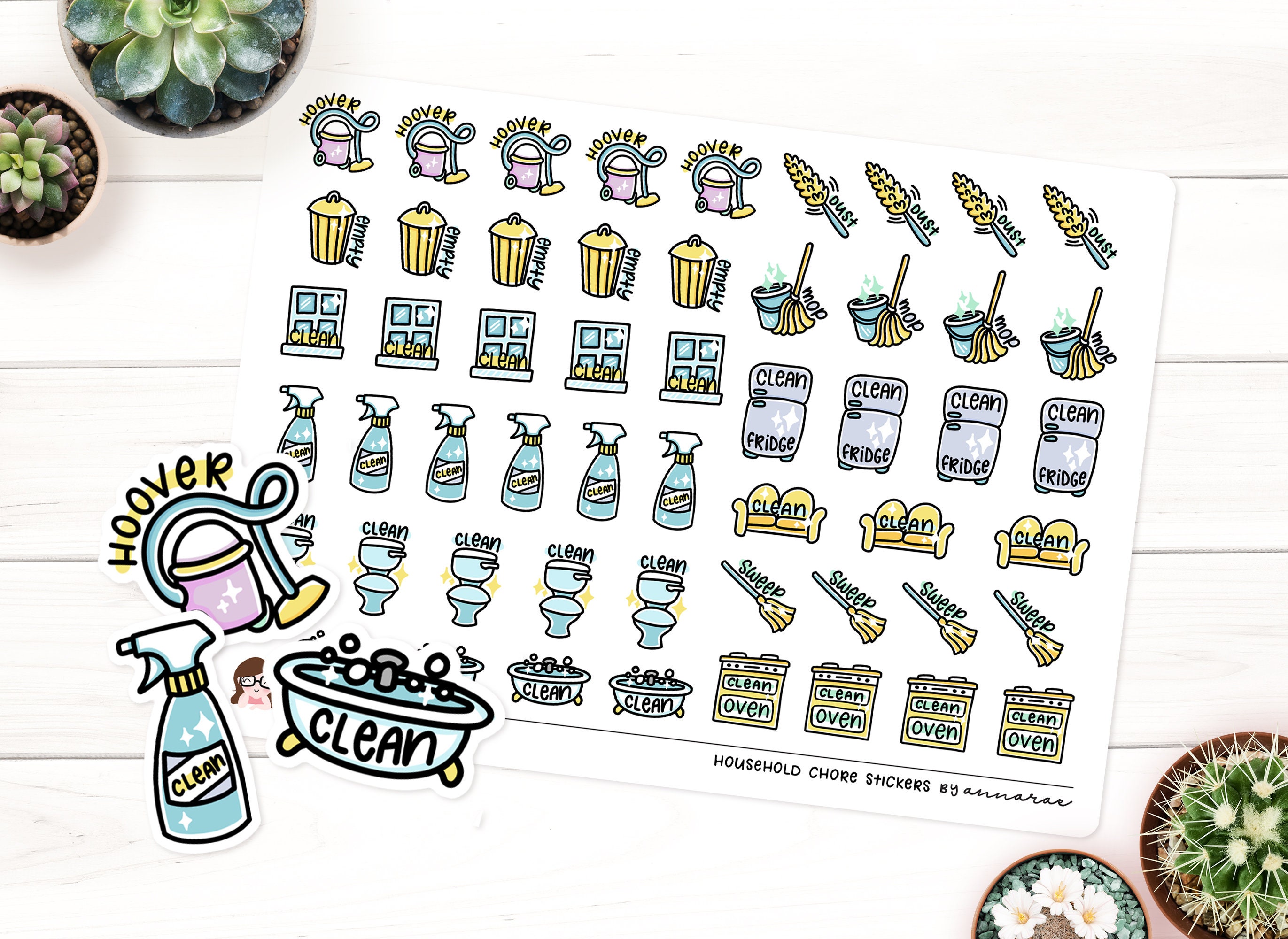 Household Chores Cleaning Planner Stickers Functional Etsy