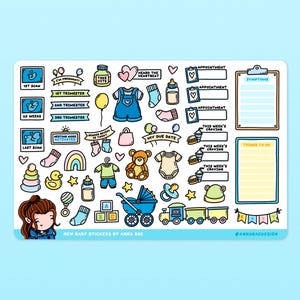 Nouvelle feuille d'autocollants pour bébé - Grossesse, grossesse, essaie de concevoir, autocollants pour future maman, rendez-vous pour une échographie, suiveurs de symptômes