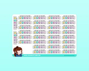 Mood Tracker Stickers - Feelings Journal, Emotions Tracking, Mental Health, Wellness, Wellbeing, Mindfulness