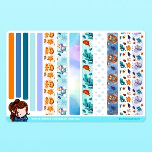 Winter Wonders Washi Strip Stickers - Washi Tape Sticker Sheet for Planners and Journals