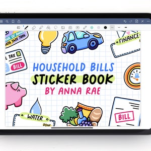 Haushaltsrechnungen Digitale Planner Aufkleber - Goodnotes und PNG Dateien - Druckbare Planner Aufkleber