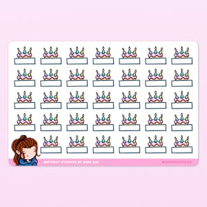 Stickers pour agenda d'anniversaire - Feuille d'autocollants de rappel de fête d'anniversaire pour calendriers, plannings et journaux intimes