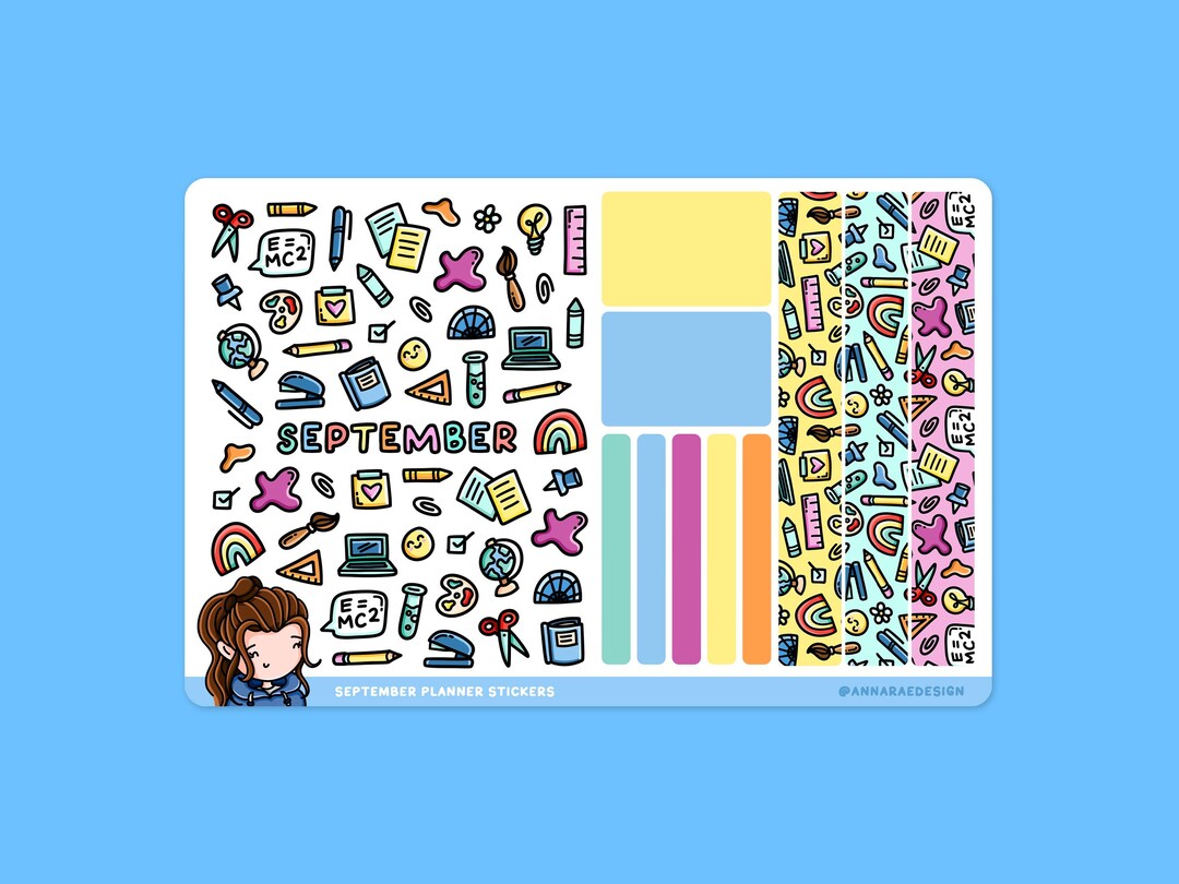 September Planner Stickers - Doodles, Washi and Boxes Sticker Sheet for ...