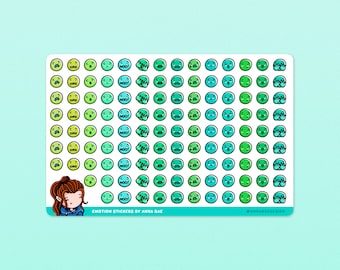 Emoji Stickers - Anxiety - Mood Tracking Sticker Sheet for Planners and Journals
