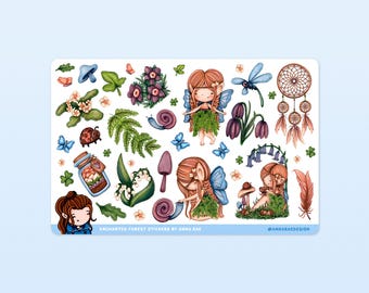 Enchanted Forest Planner Sticker Kit - Woodland Fairy Sticker Sheets for Planners and Journals