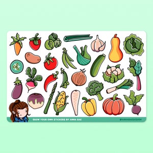 Stickers potagers - Faites pousser votre propre feuille d'autocollants pour agendas et journaux de jardinage