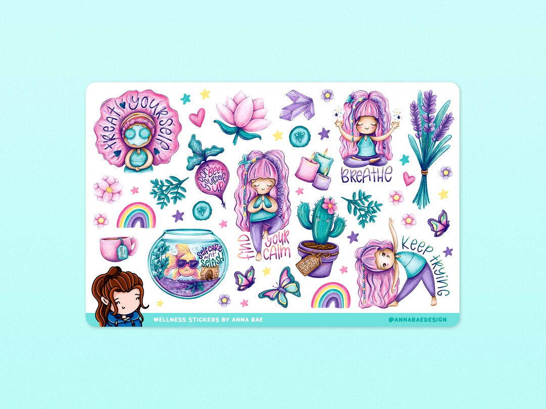 Wellness Stickers - Self-care and Mental Health Sticker Sheets for ...
