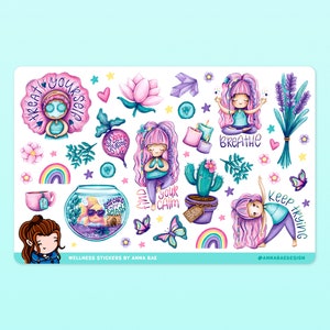 Stickers bien-être - Feuilles d'autocollants sur les soins personnels et la santé mentale pour agendas et journaux
