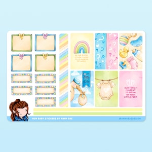 Nouveau kit d'autocollants pour bébé - Feuilles d'autocollants dans une boîte pour agenda hebdomadaire pour la grossesse, la grossesse, la grossesse, l'essai d'un enfant et la future maman