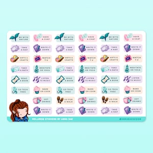 Wellness Self-Care Stickers - Achtsamkeit und psychische Gesundheit Sticker Blätter für Planer und Journals