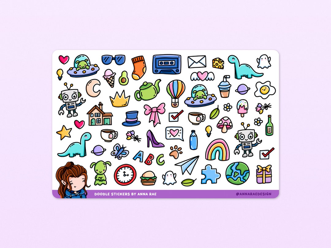 Random Sticker Sheets Random Doodle Stickers - Cute Sticker Sheet for Planners and Journals ...