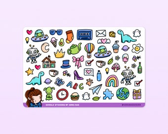 Random Doodle Stickers - Cute Sticker Sheet for Planners and Journals
