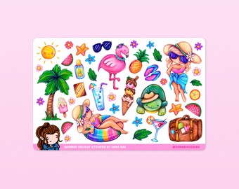 Summer Holiday Stickers - Vacation and Travel Sticker Sheets for Planners and Journals
