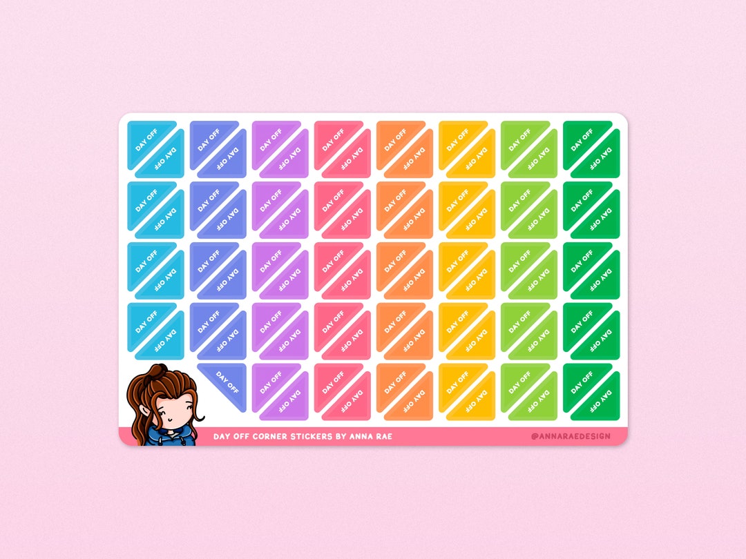 Day off Corner Stickers - Annual Leave, Holiday, Calendar and Planner ...