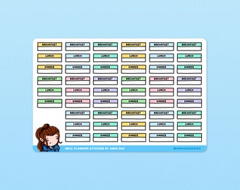 Daily Menu Stickers - Cute Meal Planning Sticker Sheets for Planners and Journals