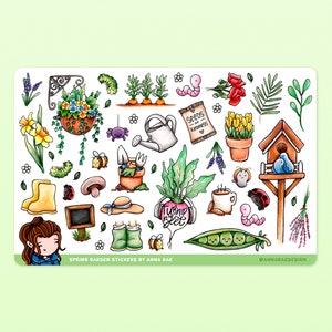 Pegatinas de jardín de primavera: hojas de pegatinas de jardinería para planificadores y diarios