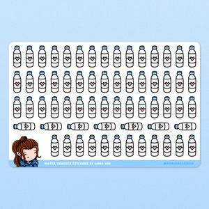 Water Tracker Stickers - Hydration Habit Tracker Sticker Bogen für Planer und Journals