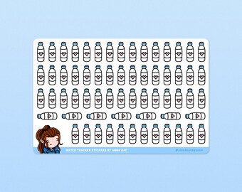 Water Tracker Stickers - Hydration Habit Tracker Sticker Bogen für Planer und Journals