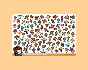 Tiny Mushroom Planner Stickers - Garden Sticker Sheet for Planning and Journals