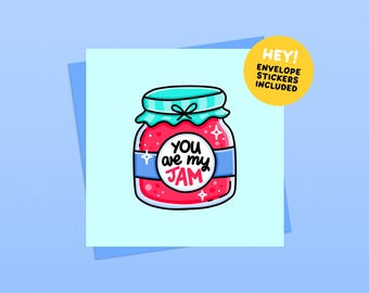 Funny Jam Card - Handmade Illustrated Greetings Card (Envelope and Stickers Included)