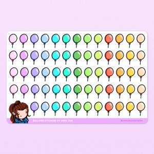 Stickers ballons pour agenda - Feuille d'autocollants de rappel d'anniversaire pour les fêtes, la planification, les calendriers et les journaux intimes