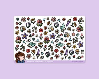 Tiny Wildflower Planner Stickers - Floral Sticker Sheet for Planning and Journals