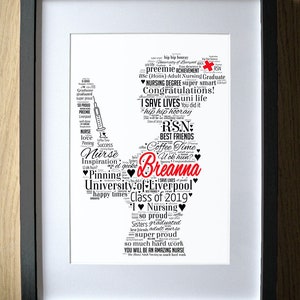 Pinning Ceremony Gift for Nurses - Personalized Graduate Nurse Gifts - Graduating - Nursing College - Presentation Word Art - Qualified