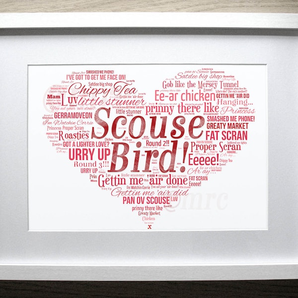 Scouse Bird Love Heart - Funny Phrases and Sayings by Scouser - Girl Woman Mum Liverpool Gift