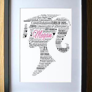 Personalised Graduation Gift for Girls - University Degree Gift - Girl Graduate - Word Art - College Grad - Presentation Idea