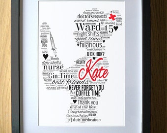Leaving Gift for Nurses - new job - nurse gifts - personalised idea - word art - promotion - congratulations