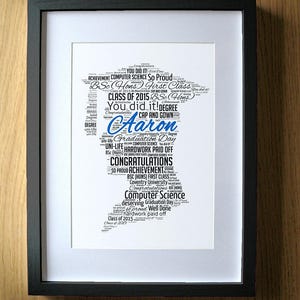 Regalos de graduación personalizados para hombres - Hombre - Hijo - Arte de la palabra de regalo - Impresión de diploma de posgrado de grado universitario - Arte de pared