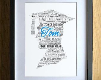 Graduation Gift for Boys - Man - Him - Personalised Degree Gift - Graduate Word Art - Honours - Congratulations