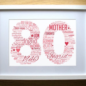 Geburtstag Meilenstein Zahlen Geschenk für Mama Mutter Frau Schwester Frau - Personalisiertes Wort Design - Glückliche Erinnerungen Geschenke