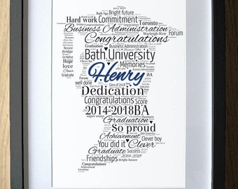 University Graduation Gift for Son - Man - Boy - Degree Gift Graduate - Personalised Diploma Wall Art - Congrats Grad