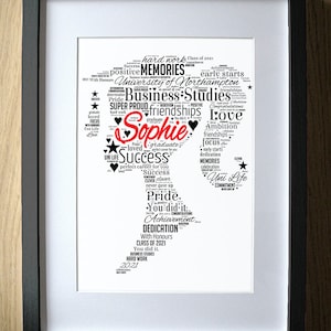 Personalised Graduation Gift for Girls - University Degree Gift - Girl Graduate - Word Art - Congratulations