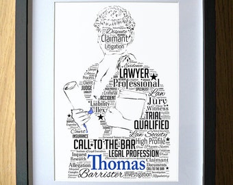 Law Qualification Gift for Man - Lawyer Qualified Legal - Silks - Barrister Gifts - Word Art