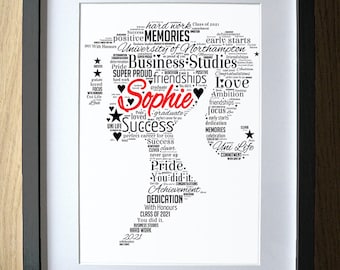 Masters Degree Graduation Gift for Girls - Woman Graduate Print - Personalized Word Art Gifts - Congratulations