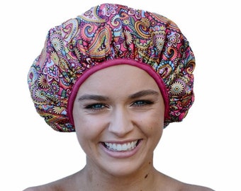 Premium Shower Cap -  Microfiber Lined - Extra Proteciton - Triple Layered - Saves the Blow Wave - Retro Design