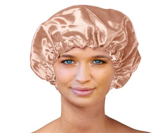 Satin Sleeping Cap  - Reversible -  Sleeping Cap  - Gold Satin - Sleep Bonnet