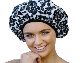 Ladies Shower Cap-  Triple Layer Extra Protection - Saves the Blow Wave - Flower Design