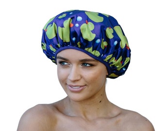 Extra Large Shower Cap - Microfiber Lined - Triple Layer - Saves the Blow Wave - Hair Protection - Duck Design