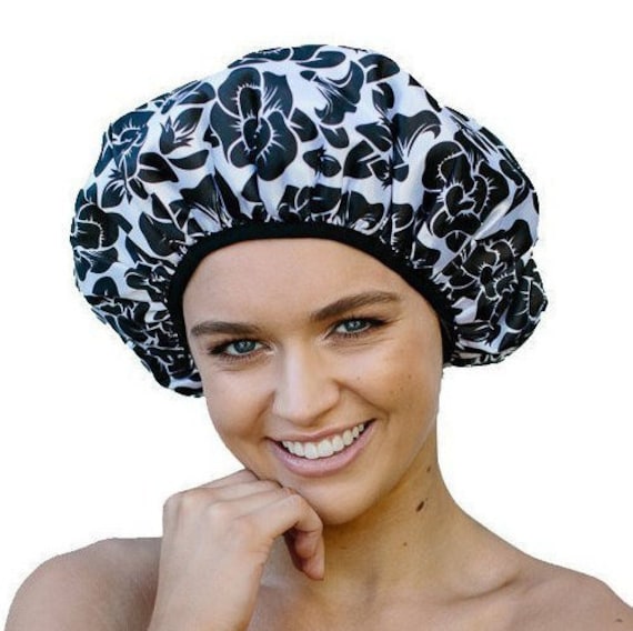 Delux Shower Cap Triple Layer Microfiber Lined Save the Blow Wave Flower  Design -  Canada