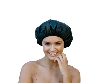 Black shower Cap - Microfiber Lined - Saves The Blow wave - Protect the Frizz - Adult/ Teen