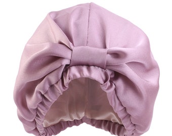 Satin Sleeping Cap  -  Sleep Bonnet - Hair Protection While Sleeping - Lilac Cap Turban Style