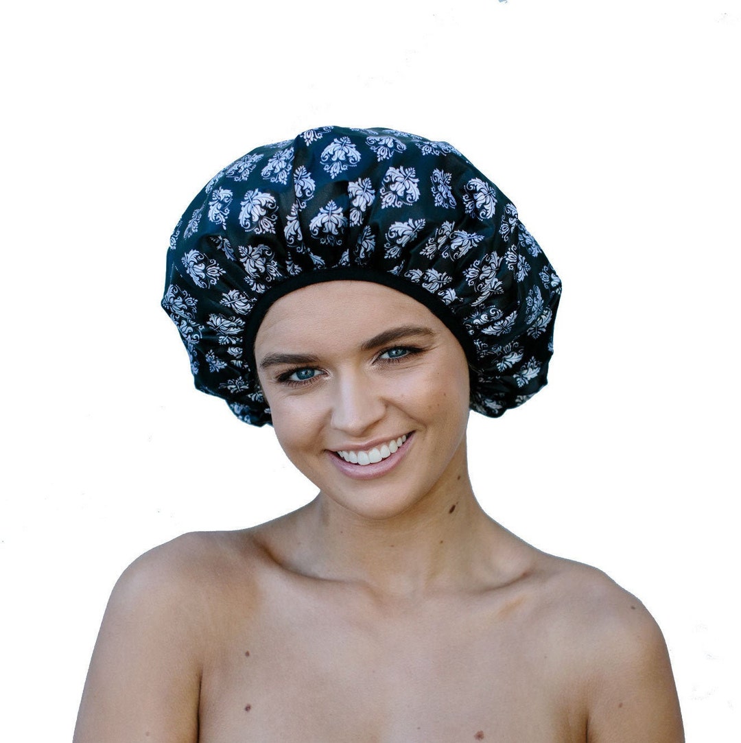 Standard Size Shower Cap Triple Layered Microfibre Lined Satin Exterior
