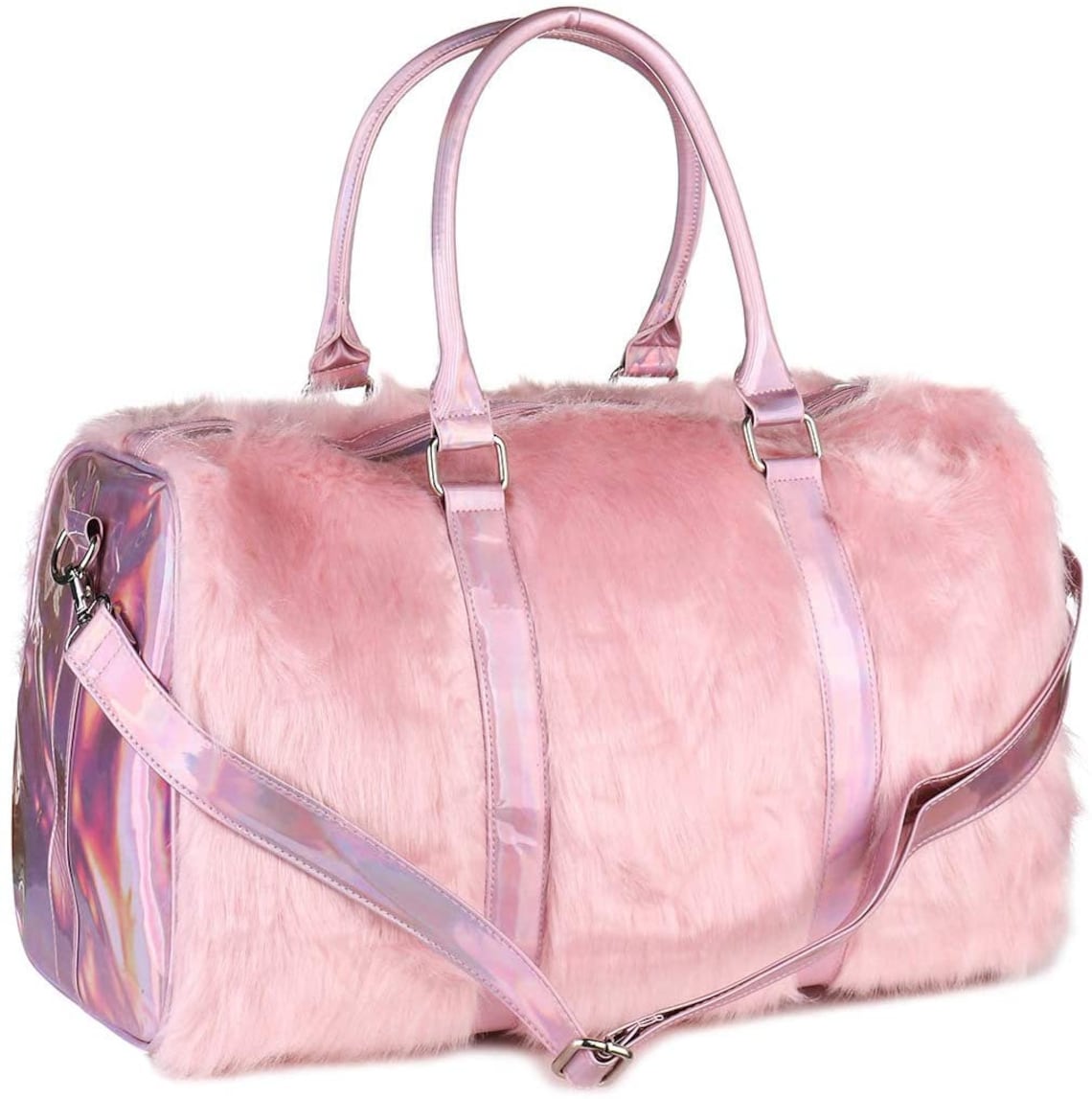 Pink Fluffy Large Handbag Purse Fancy Duffel Bag 19in Faux Fur Etsy